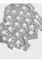 Girl's Cotton Gray Rabbit Patterned Long Sleeve Seasonal Pajama Set - 3