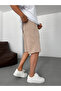 Beige 3 Thread Basic Shorts By-87 - 4