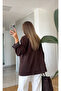 Women's Brown Double Breasted Collar Oversize Blazer Jacket - 2