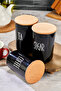 Set of 3 Acrylic (Plastic) Tea/Sugar/Coffee Jars with Wooden Vacuum Lids and Transfer Labels, 900ml - 3