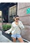 Women's Cream Buttoned Pocket Premium Knitted Cardigan - 4