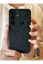 Compatible with Samsung A34 - Soft Silicone Case with Black Map Pattern