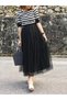 3-Layer 75 cm Length Midi Puffy Zippered-Elastic Waist Comfortable High-Waisted Midi Tulle Skirt