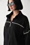 Black Suit with Piping Detail and Zipper - 4