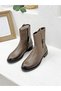 2552701K Khaki Leather Midi Boots with Buckle Detail for Women