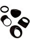 Vintage Boho Style Resin Ring Set- 5 Pieces, Black, Assorted Geometric and Heart Shapes - 2