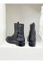 2552701K Khaki Leather Midi Boots with Buckle Detail for Women - 5