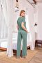 Women's Lace Short Sleeve V-Neck Pajama Set 25106 - 5