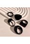 Vintage Boho Style Resin Ring Set- 5 Pieces, Black, Assorted Geometric and Heart Shapes - 3