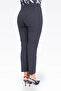 30083 Navy Blue Narrow Leg Ankle Length Crepe Textured Pants - 5