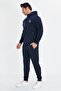 Men's Cotton Hooded Tracksuit Set Navy Blue 5739-L - 4