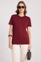 Women's Loose Fit Comfortable Fit 100% Cotton Soft Textured Burgundy Crew Neck T-Shirt Blouse - 4