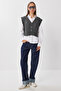 V-Neck Crop Knitwear Vest Lrg0040 Anthracite - 2