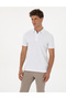 White Slim Fit 100% Cotton Anti-Curling American Pique Polo Collar Basic T-Shirt 50306154-Vr013 - 3