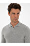 Gray Melange Slim Fit Polo Collar Zippered Basic Knitwear Sweater 50315406-Vr086 - 2