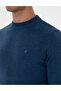 Indigo Melange Slim Fit Quarter Collar Basic Knitwear Sweater 50315456-Vr155 - 7