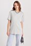 Women's Relax Fit Comfortable Cut 100% Cotton Soft Textured Basic Crew Neck Gray T-Shirt Blouse - 5