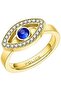 Eye Gold Plated Ladies Finger Ring With Blue and White Crystals 52 - 2