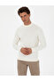 Ecru Slim Fit Quarter Collar Knitwear Sweater 50315728-Vr019