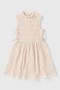 Girl's Wrap Neckline Beige Sleeveless Dress with Bow |   Girl's Dress - 5