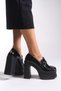 Women's High Heel Loafer 00122003 Black Patent Leather - 4
