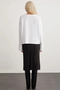 2-Pack Basic Women's 100% Cotton Crew Neck Oversize Fit Long Sleeve Black-White T-Shirt - 4