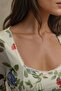 Heart Neckline Printed Long Sleeve Top - 5