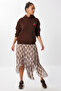 Hooded Embroidered Ribbed Knitted Sweatshirt Lzv0025 Brown - 5