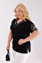 Plus Size Blouse with Floral Motif on the Sleeves - 4