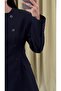 Buttoned Navy Blue Jacket Dress - 5