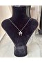 Silver Color Steel Necklace with Stone Bow and Rose Pendant - 4