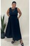 Women's Plus Size Sleeveless Round Neck Top Elasticated Waist Below the Waist Long Skirt Blouse 2-Piece Woven Set - 5