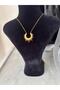Gold Color Half Moon Steel Necklace - 4