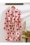 Alita City Lcw Home Red Velvet Printed Women's Bathrobe with a Difference