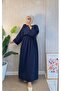Navy blue muslin skirted casual suit - 2