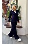 Women's Plus Size Shirt Collar Detailed Flexible Tracksuit Set 24904