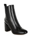 Women Faux Leather Block Heel Ankle Boots in Black - 2