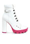 Women Cushion Collared Biker Boot in White