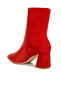 Women Red Suede Back Panel High Ankle Boots - 3