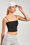 Women's Strap Tank Top with Chest Pads - Black - 4