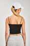 Women's Strap Tank Top with Chest Pads - Black - 5