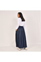 Navy pleated skirt with side zip closure - 3