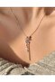 Women's Steel Zircon Stone Dangle Butterfly Necklace - 3