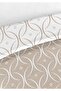Focus 100% Cotton Double Duvet Cover Set 200X220Cm Beige White - 3