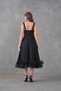 Women's Thick Strap Skirt Midi Length Evening Dress with Tulle Details Nbs9326 - 5