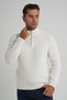 Trist Star Men's Bone Short Zippered Selanik Hair Braided Standing Collar Wool Sweater Trist-5350 - 4