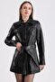 Maroquin Leather Sezen Women's Leather Overcoat - 3