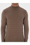 Mink Melange Slim Fit Quarter Collar Knitwear Sweater 50315751-Vr174 - 6