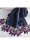 Handmade Cotton Crochet, Navy Blue and Colorful Women's Scarf - 2