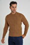 Men's Mustard Cycling Collar Hair Braided Wool Sweater Trist-5346 - 5